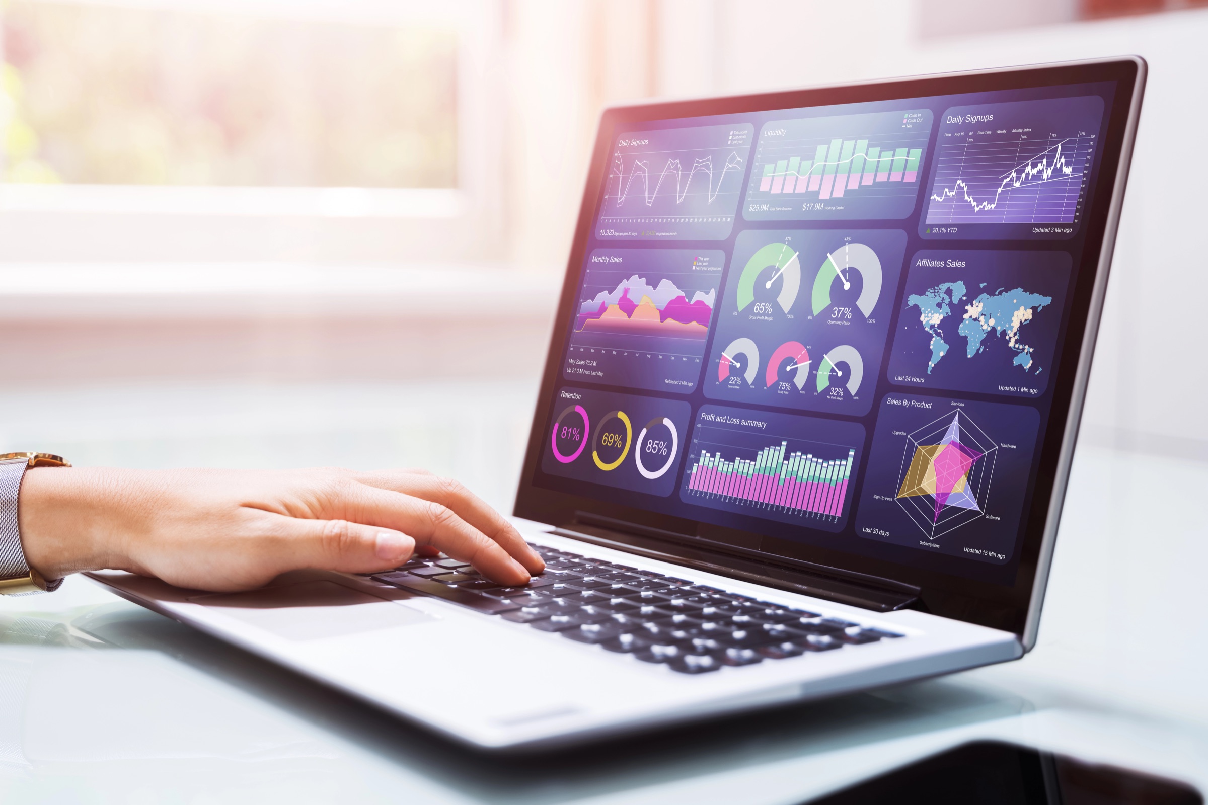 Online learning dashboard displayed on a laptop
